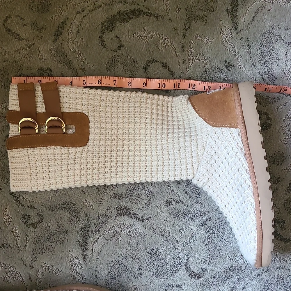 UGG Tan Knit Winter Boots with Suede Trim - Picture 5 of 14